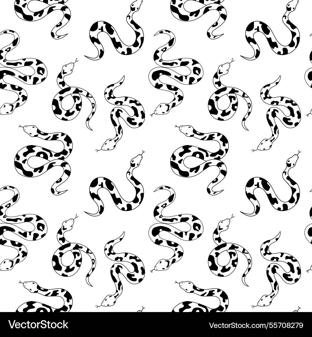 Various snakes of different patterns doodle set Vector Image