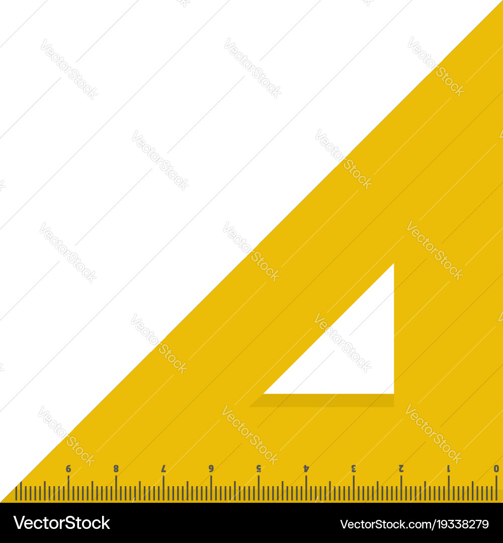 Yellow triangular ruler icon flat style vector image