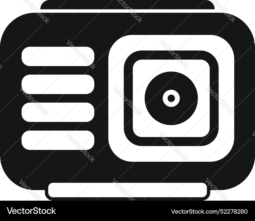 Action camera showing lens and side buttons icon vector image