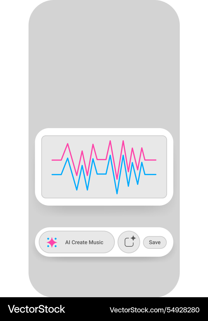 Ai music creator mobile app interface with visual vector image