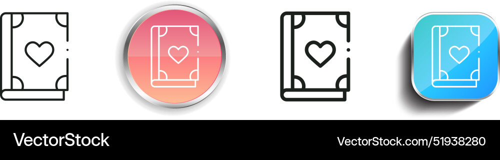 Book icon thin linear regular and button style Book icon thin linear regular and button style Vector Image