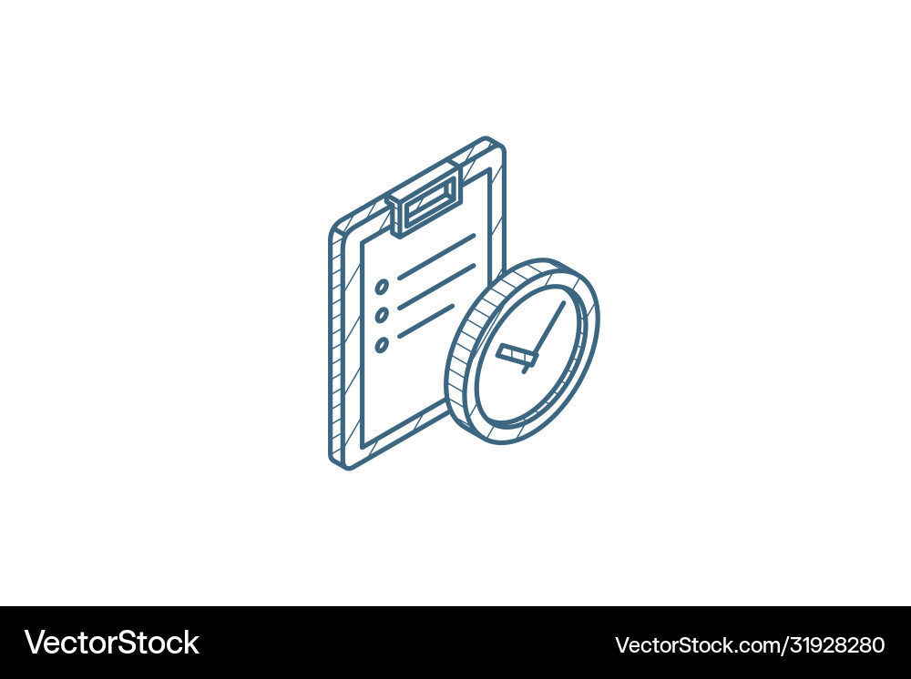 Clipboard and clock to-do list isometric icon 3d Clipboard and clock to-do list isometric icon 3d vector image