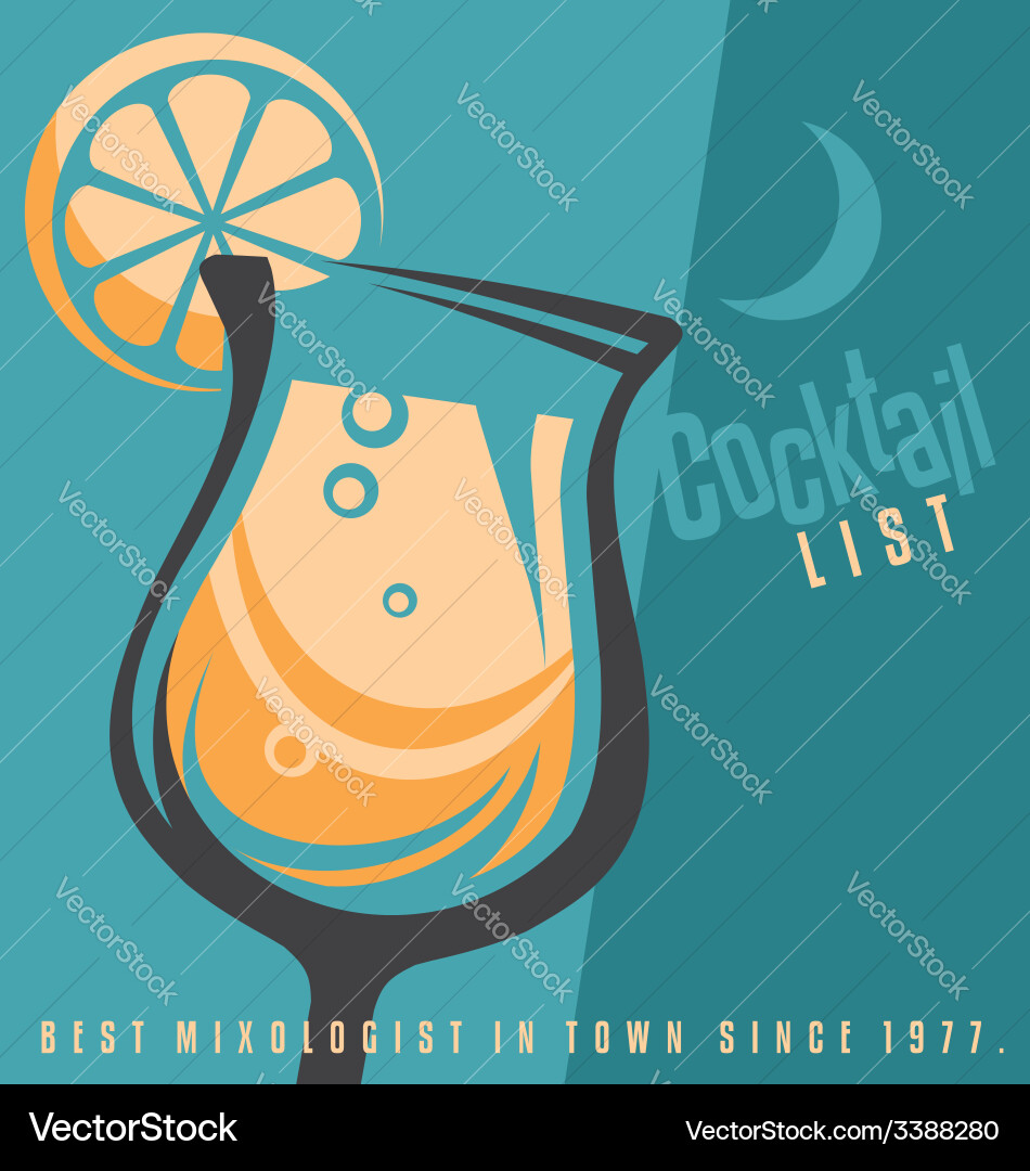 Cocktail list cover document template vector image