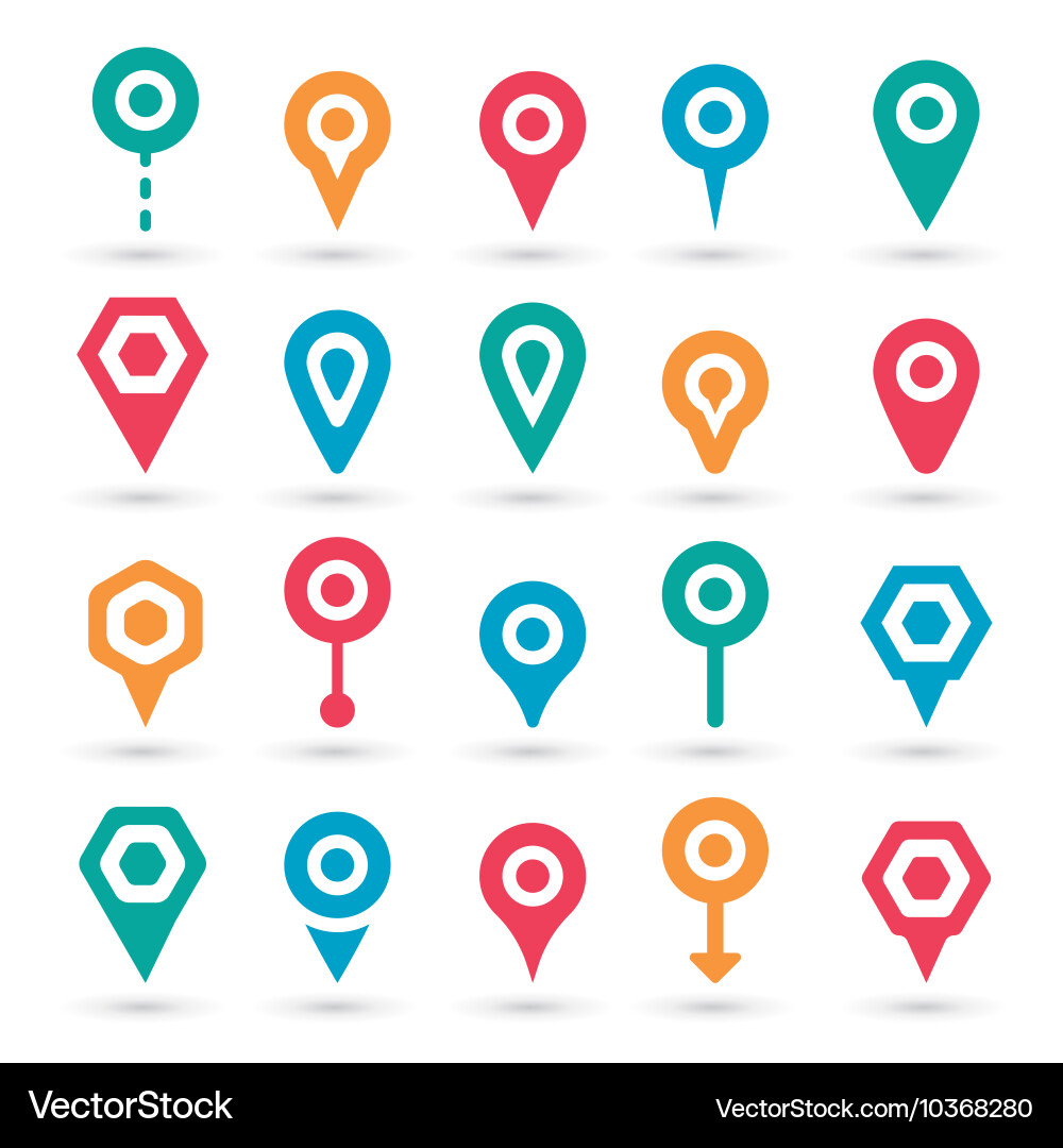 Colorful map pointer icons set vector image