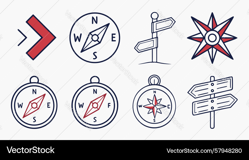 Directional Icons - Navigation & Wayfinding Vector Image