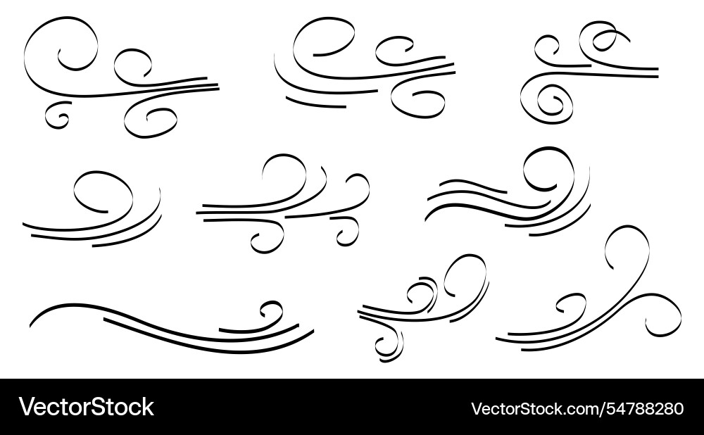 Doodle Wind blow gust design Doodle Wind blow gust design vektorbild
