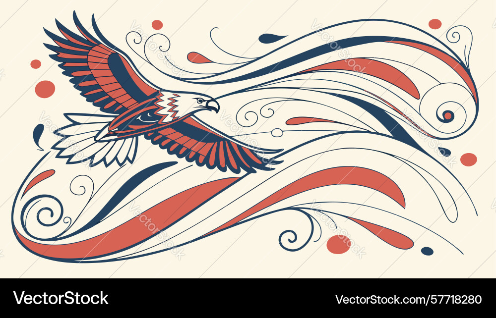 Dynamic eagle with abstract flowing lines design vector image