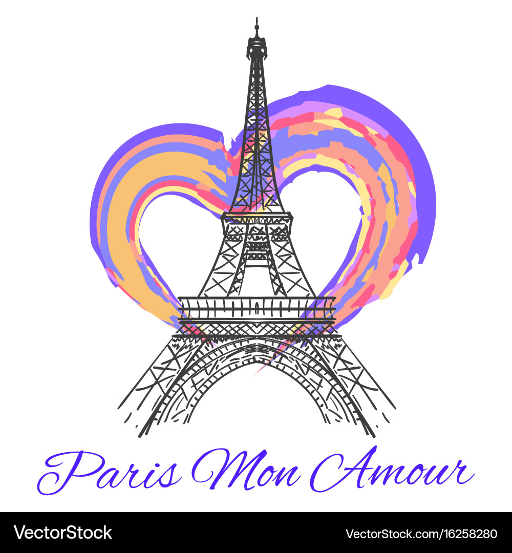 Eiffel Tower with Hearts vector image