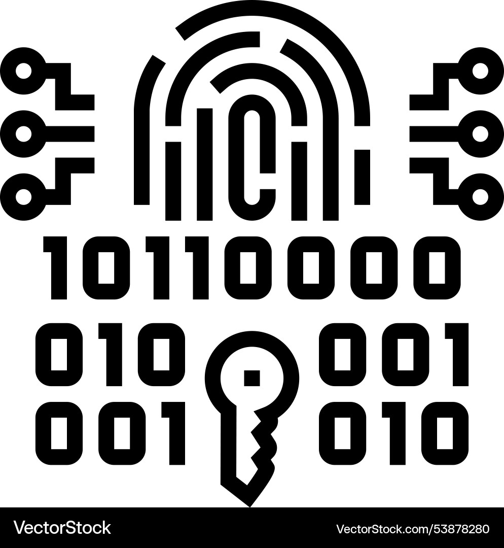 Encryption biometric line icon Encryption biometric line icon Vector Image