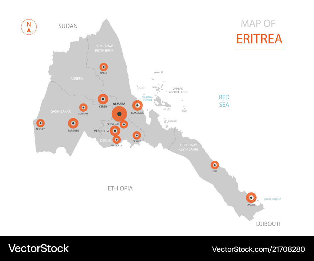 Eritrea map with administrative divisions vector image