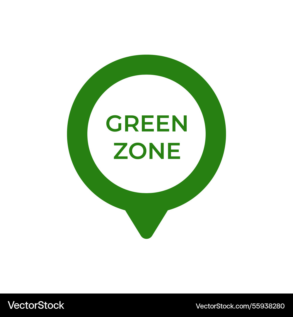 Green zone location icon showing circular pointer vector image