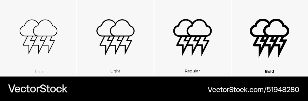 Lightning icon thin light regular and bold style Vector Image