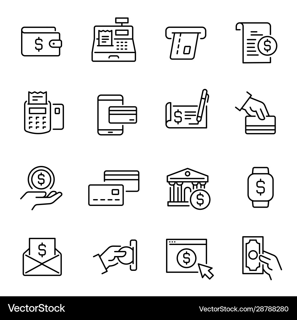 Payment methods money transactions icons Vector Image
