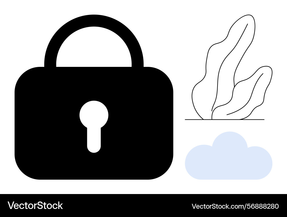 Secure data concept with lock cloud and minimal Secure data concept with lock cloud and minimal vector image