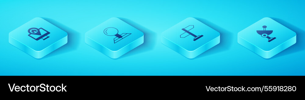 Set isometric monitor with map location folded Set isometric monitor with map location folded vector image
