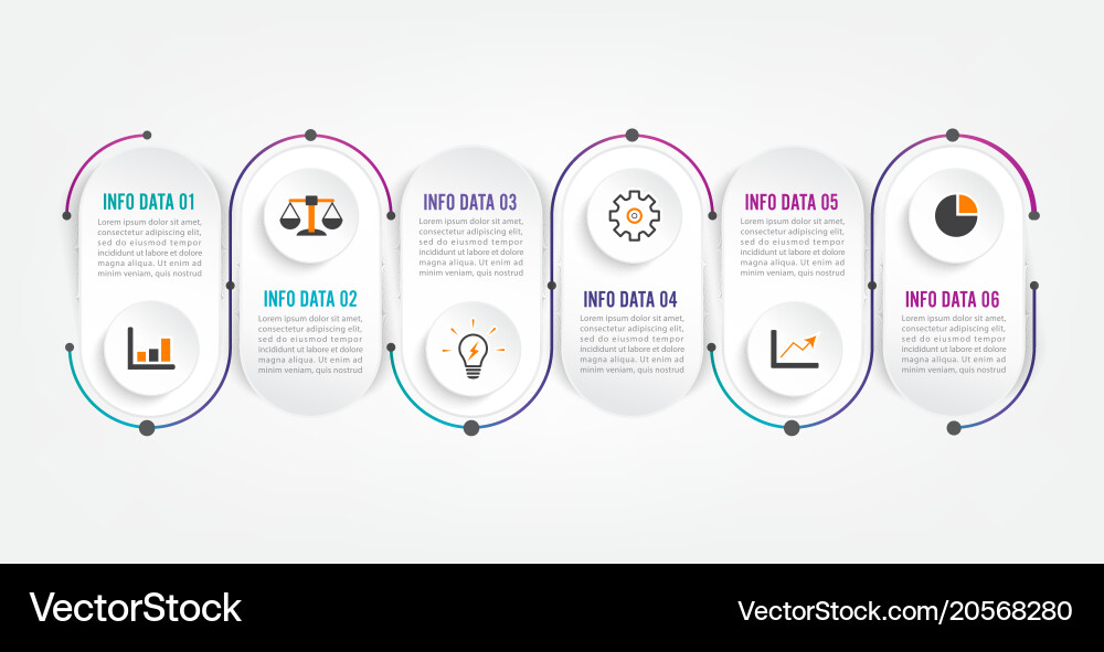 Six steps infographics template for brochure vector image