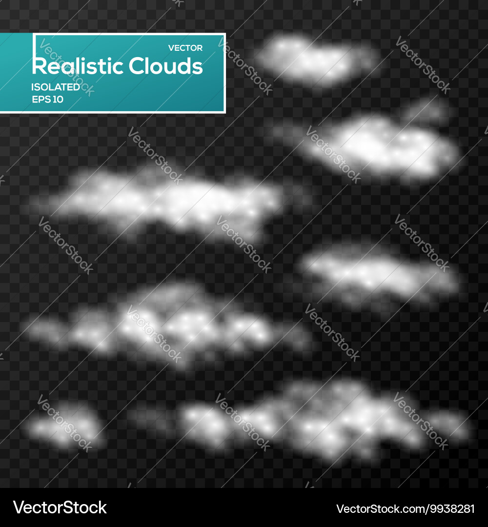 Abstract clouds elements on black background Vector Image