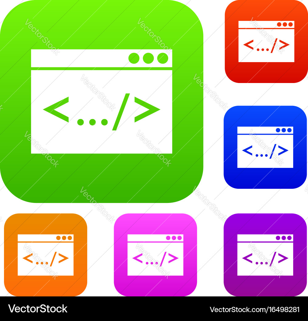 Code window set collection vector image