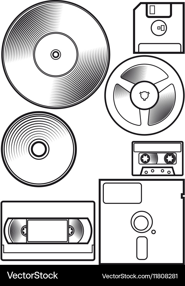 Retro Data Storage Devices vector image