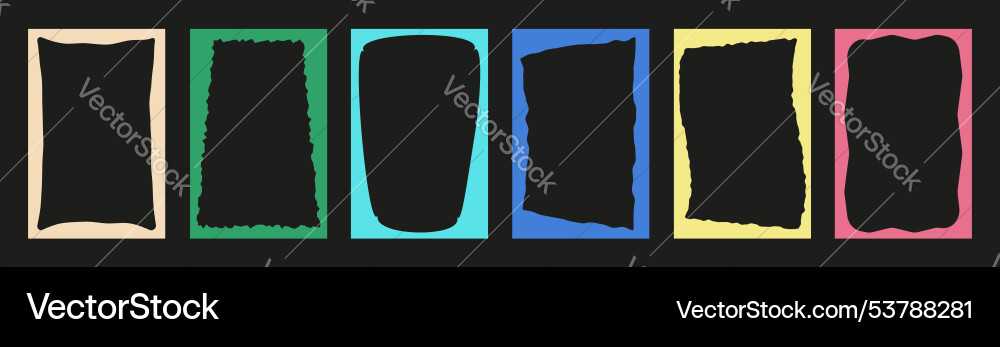Set of colorful squiggle story frames featuring Set of colorful squiggle story frames featuring vector image