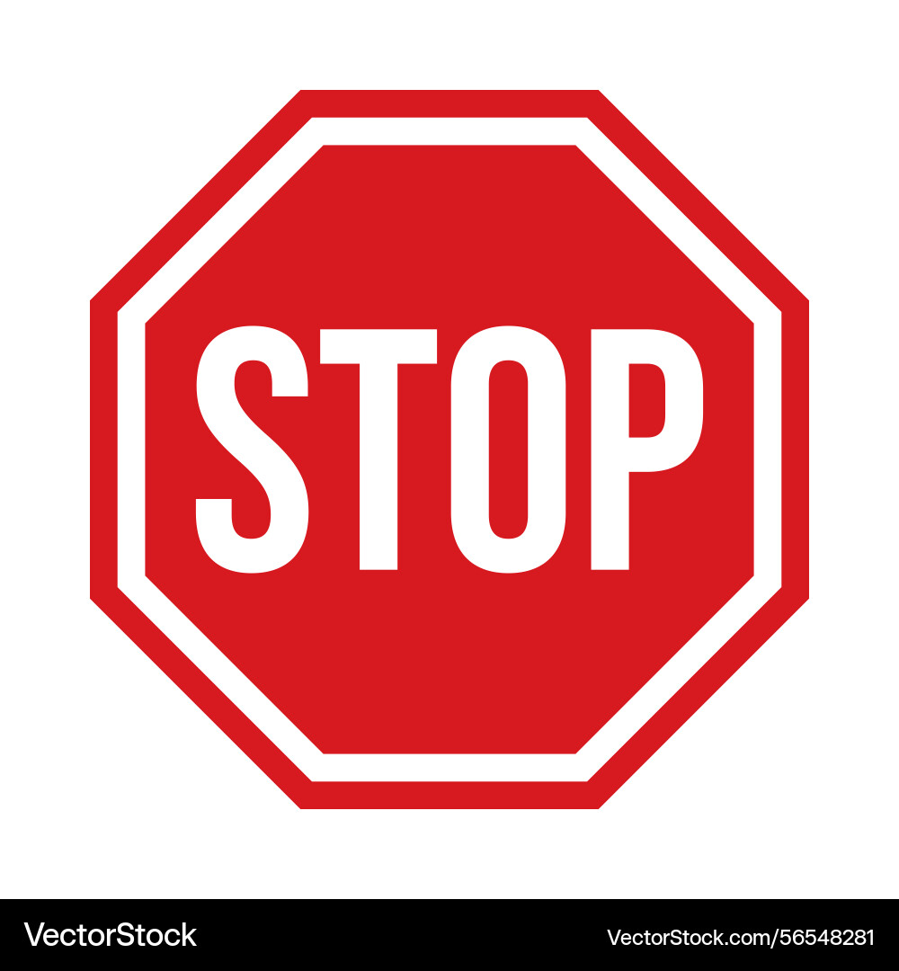 Stop sign icon in red color with text simple flat vector image