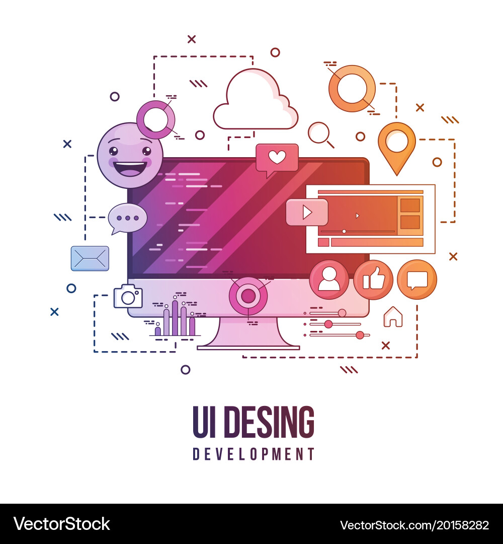 Flat for ui-ux design web vector image