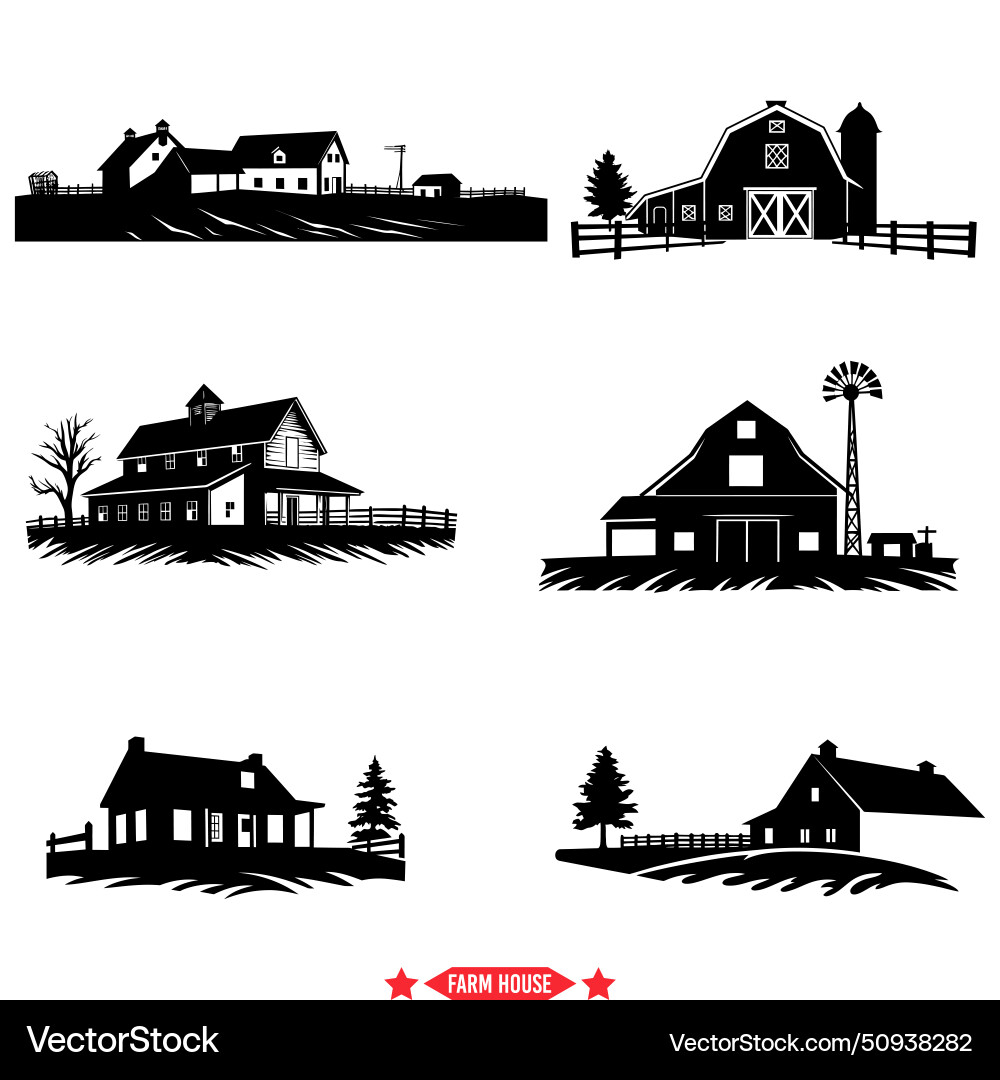 Pastoral paradise farmhouse inspired silhouette Vector Image