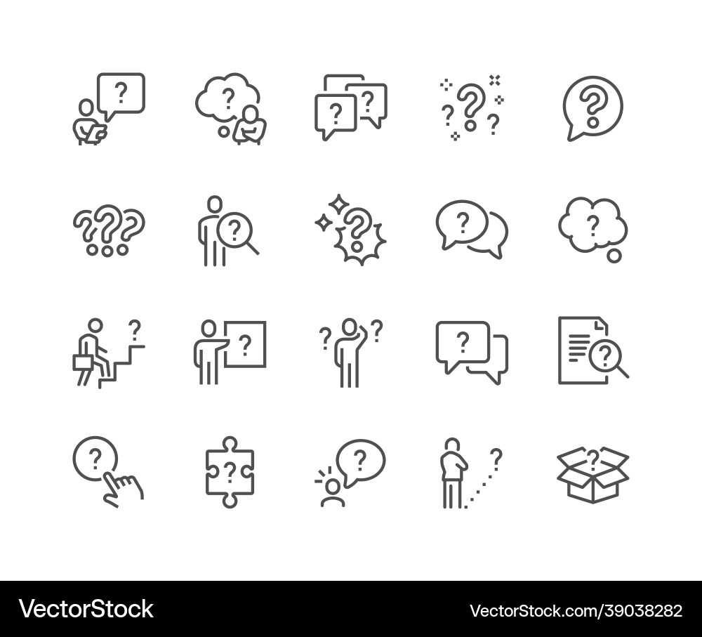Question Line Icons - Simple Set vector image