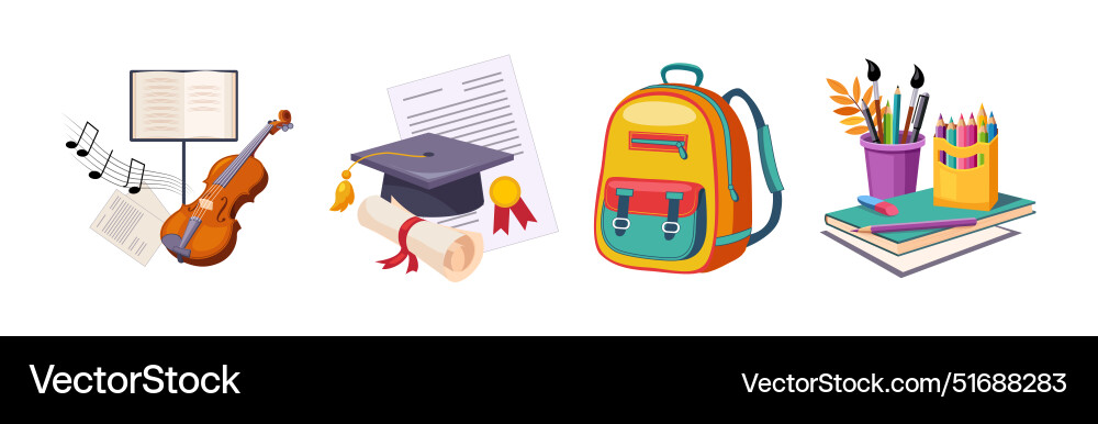 Back to school item and object composition vector image