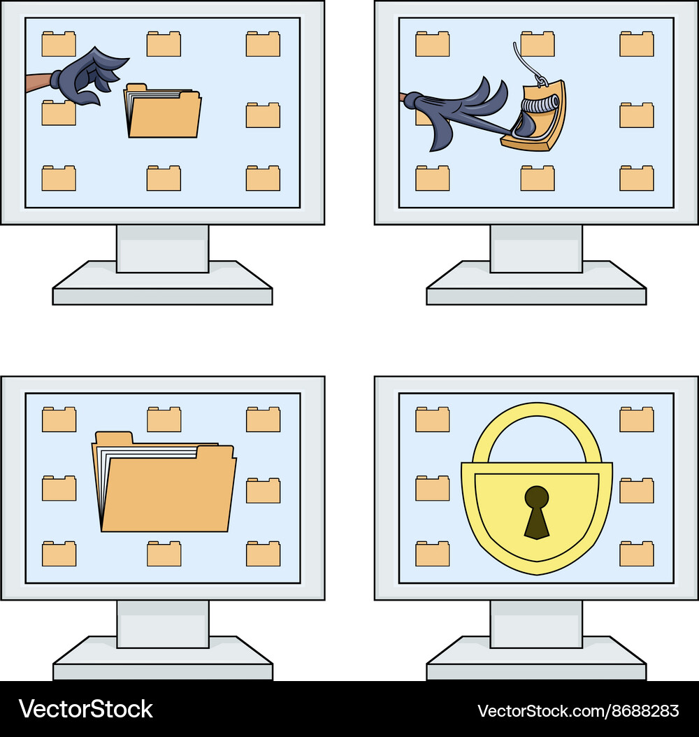 Computer security icons set Vector Image