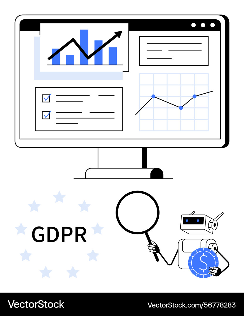Gdpr compliance analysis with data visualization Gdpr compliance analysis with data visualization Vector Image