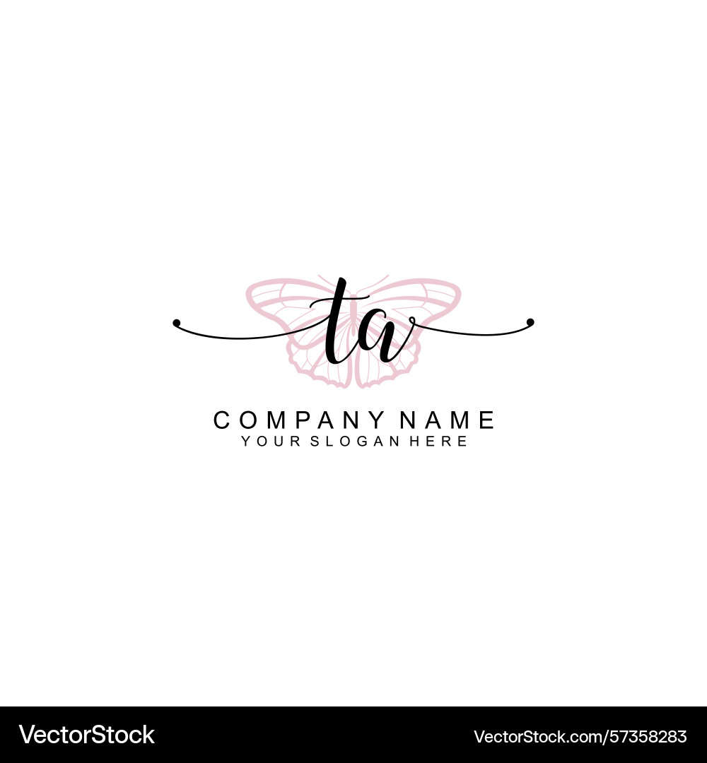 Minimalist handwritten ta initial logos with soft Vector Image