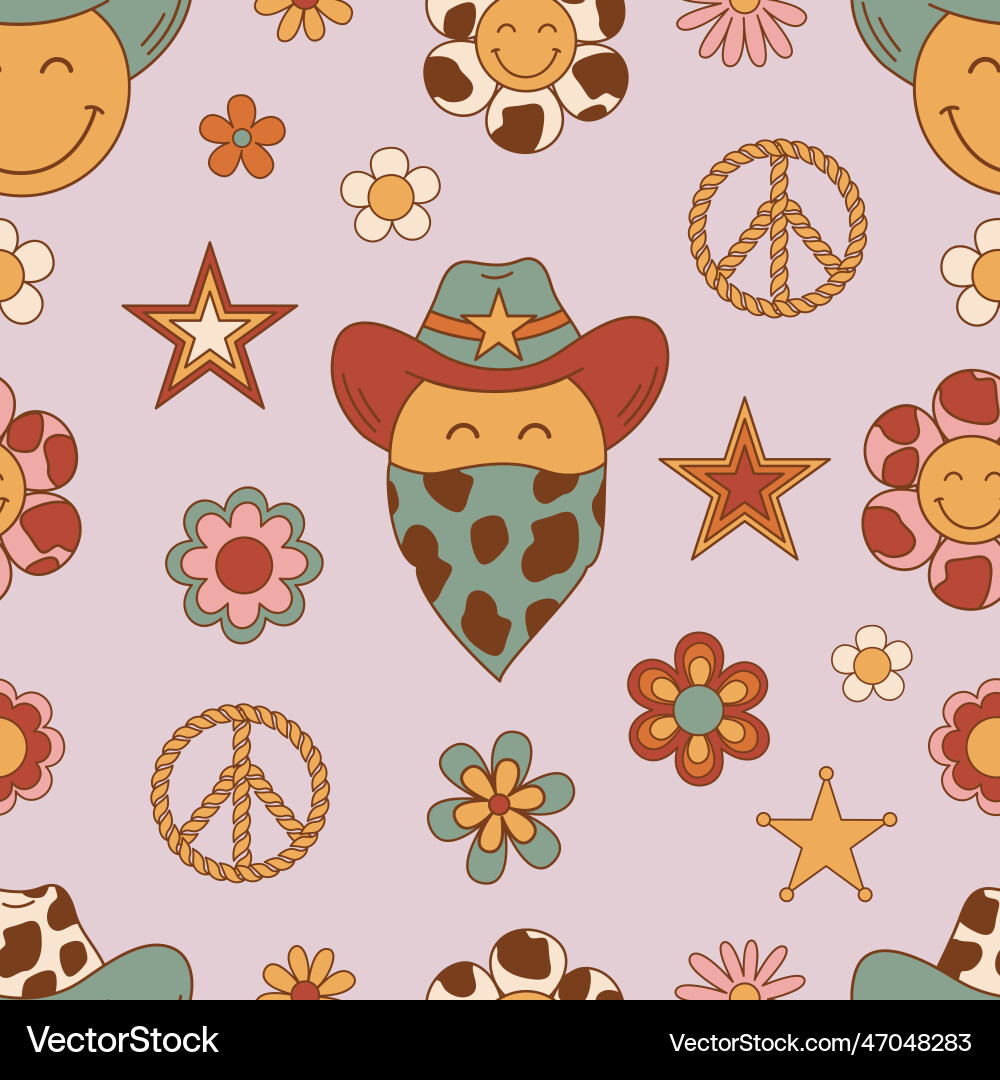 Seamless pattern with groovy retro elements Vector Image
