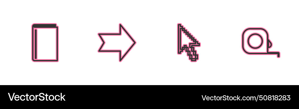 Set line book pixel arrow cursor Set line book pixel arrow cursor vector image
