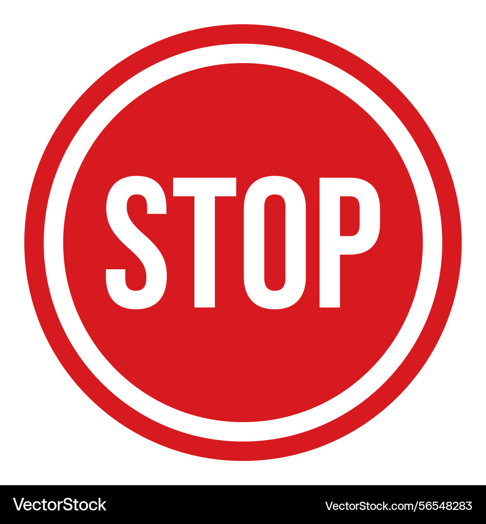 Stop icon in red color with text circle simple vector image