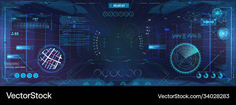 Virtual cyberspace for game with hud gui vector image
