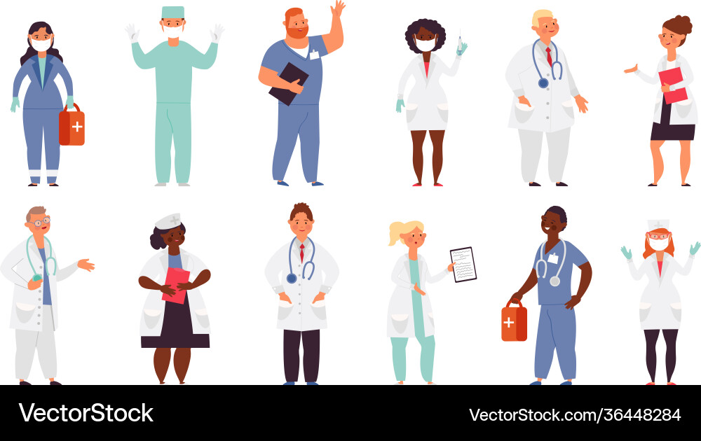 Arzt Krankenschwester Charaktere Krankenschwestern Gesundheit Arzt Krankenschwester Charaktere Krankenschwestern Gesundheit vektorbild