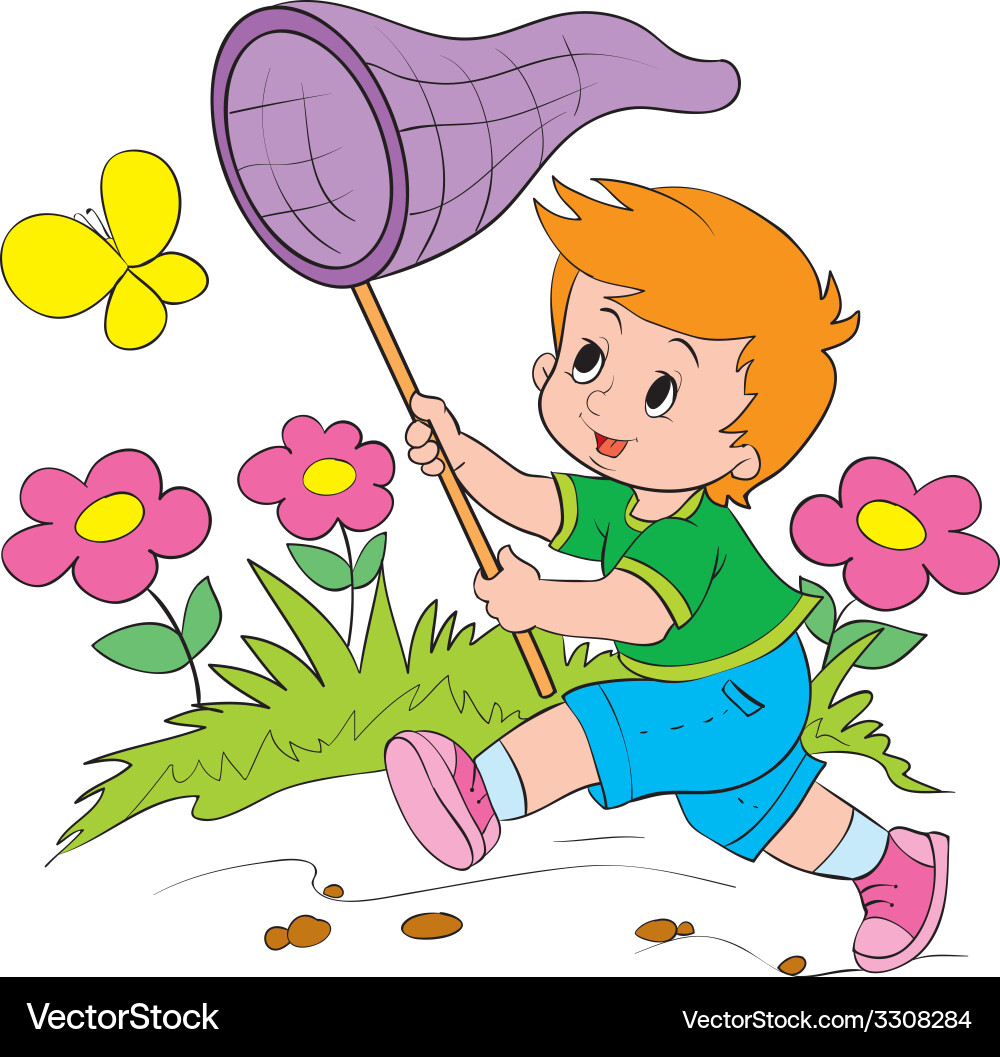 Child with Butterfly Net vector image