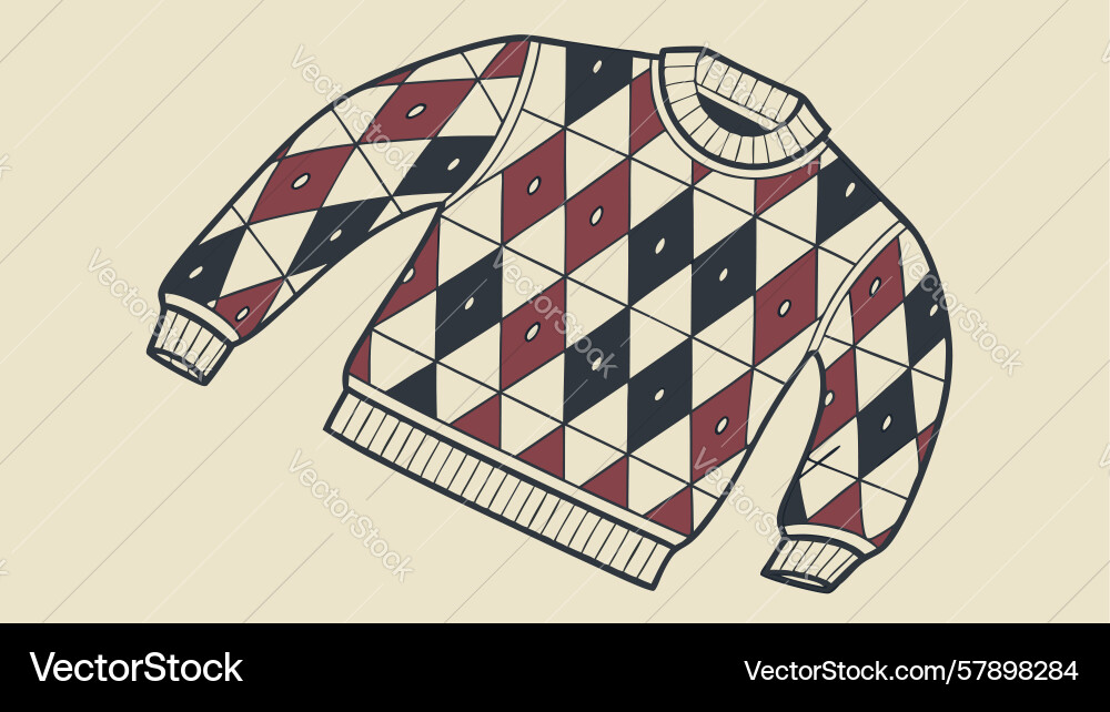 Classic argyle sweater pattern design generative Vector Image