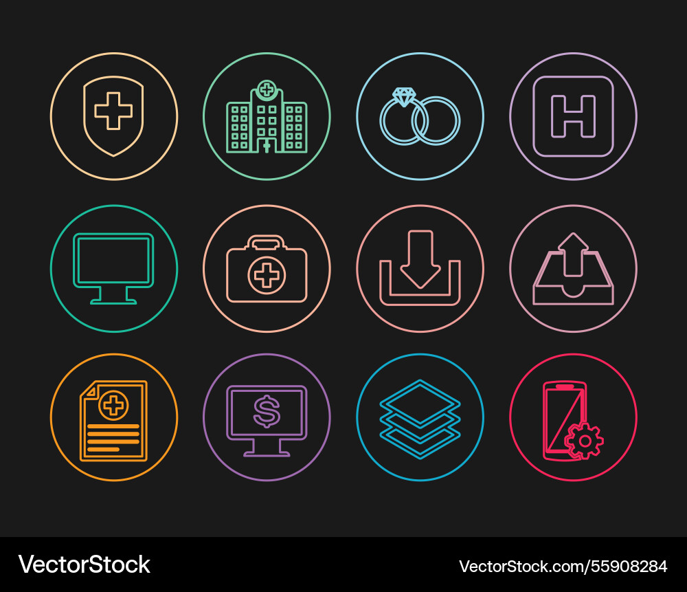 Set line setting on smartphone upload inbox Set line setting on smartphone upload inbox vector image