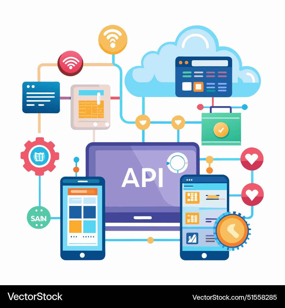 Api application programming interface to connect Api application programming interface to connect vector image
