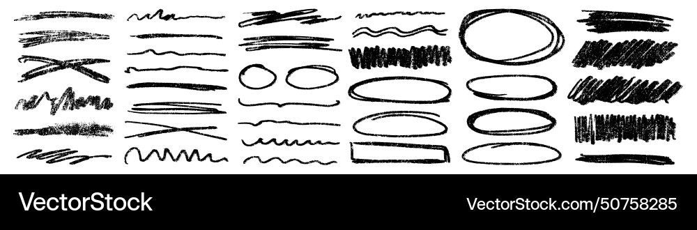 Charcoal scribble stripes and bold strikethroughs Charcoal scribble stripes and bold strikethroughs vector image