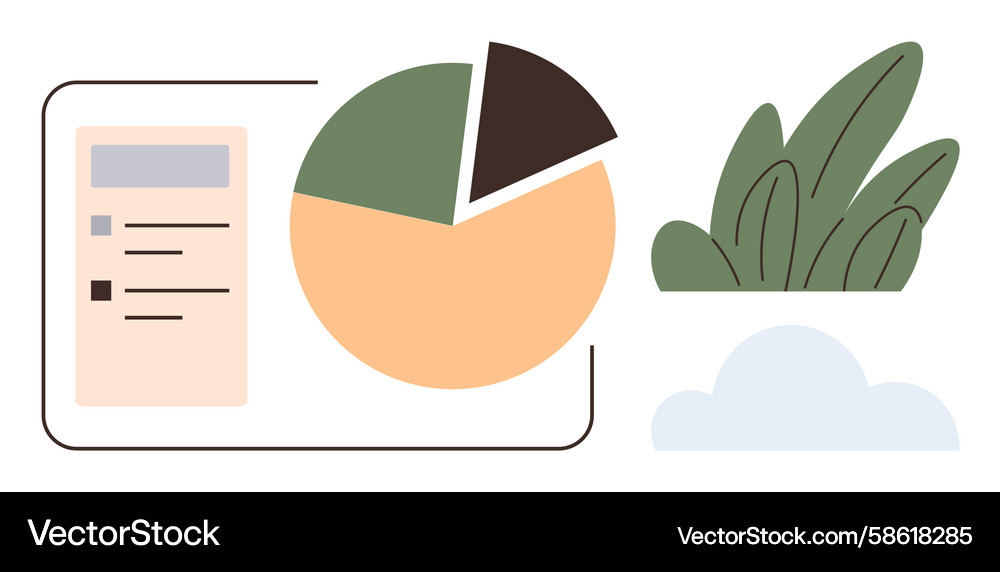 Data visualization with pie chart and eco-friendly Data visualization with pie chart and eco-friendly Vector Image