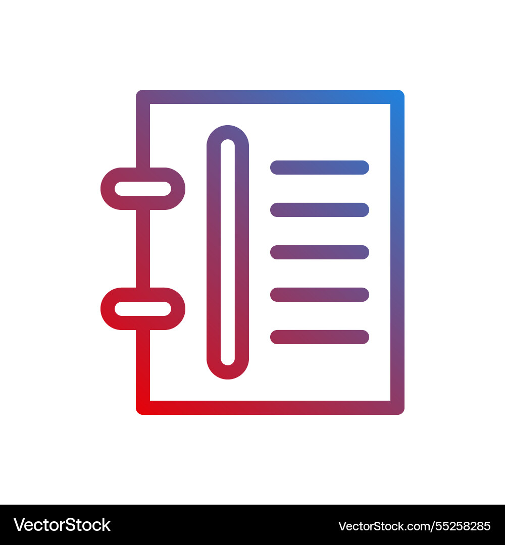 Gradient notebook with lines icon for note taking Vector Image