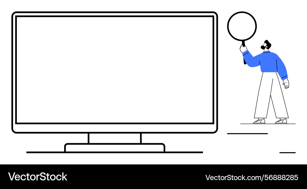 Man interacting with display screen suggesting Man interacting with display screen suggesting vector image