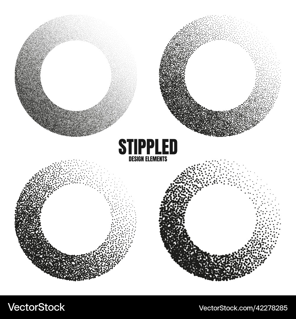 Round shaped dotted objects stipple elements Round shaped dotted objects stipple elements vector image