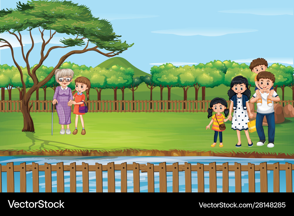 Scene with people in park Scene with people in park vector image