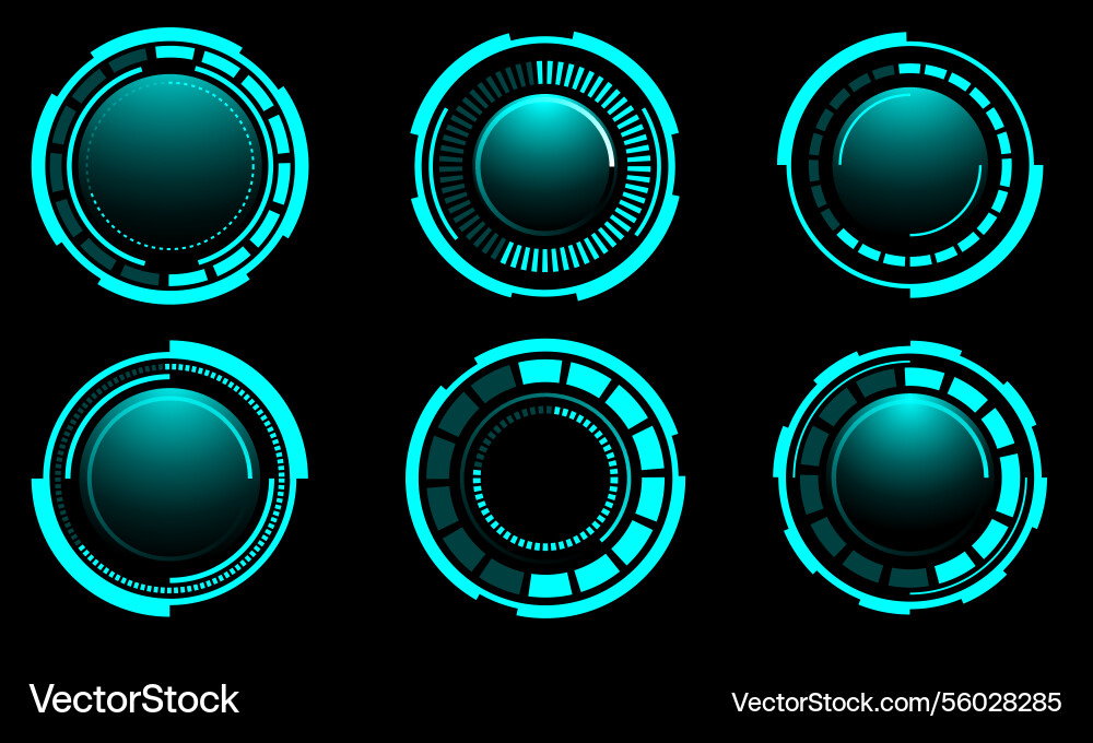 Set of sci fi blue circle user interface elements Set of sci fi blue circle user interface elements vector image
