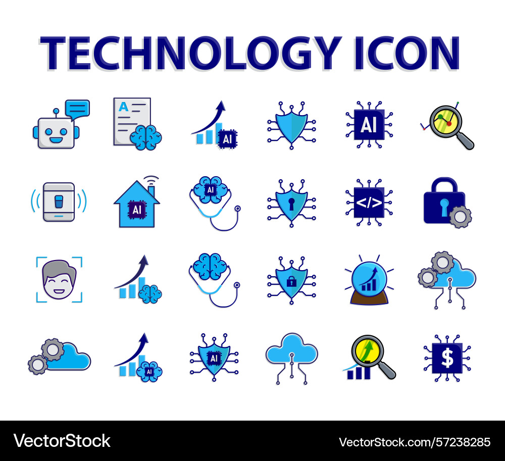 Technology icons set automatic security systems Technology icons set automatic security systems vector image