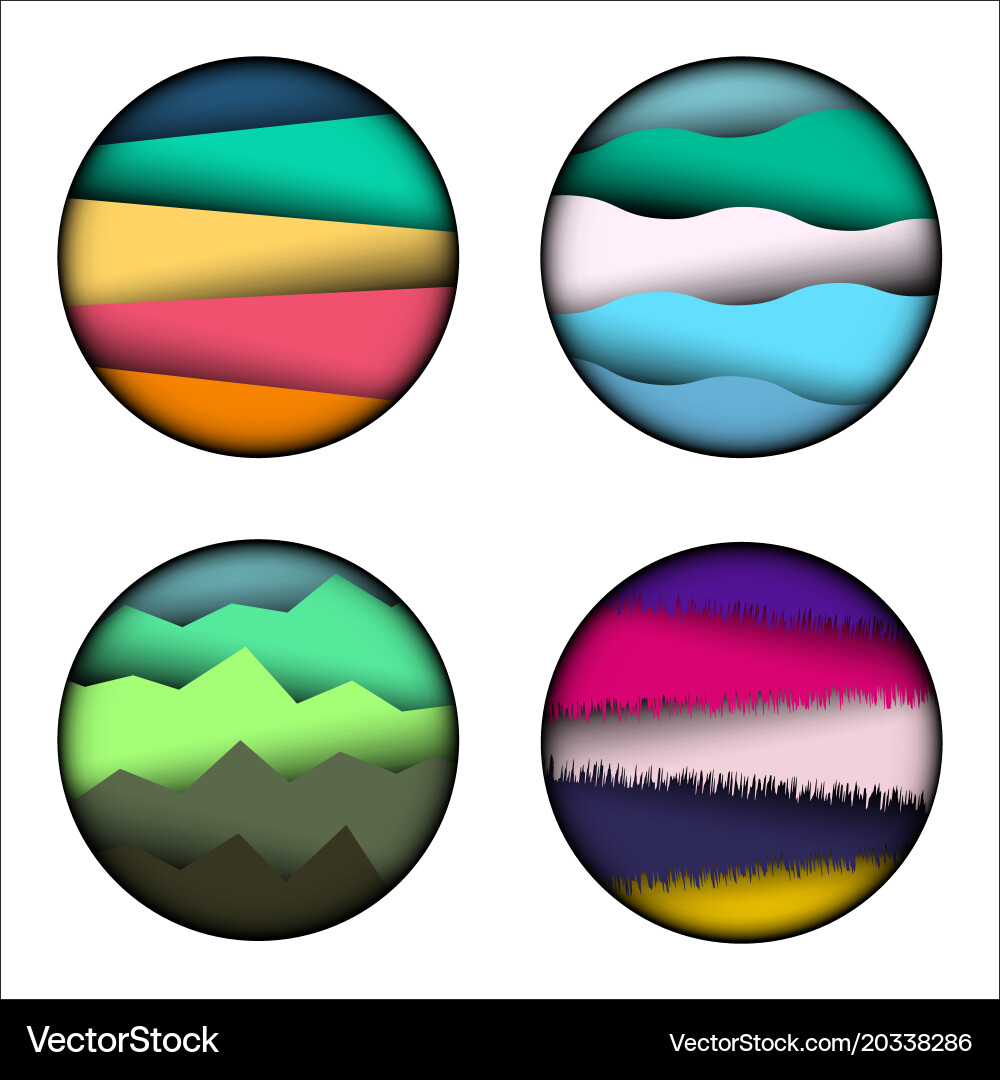 Abstract color paper circular banner or button vector image